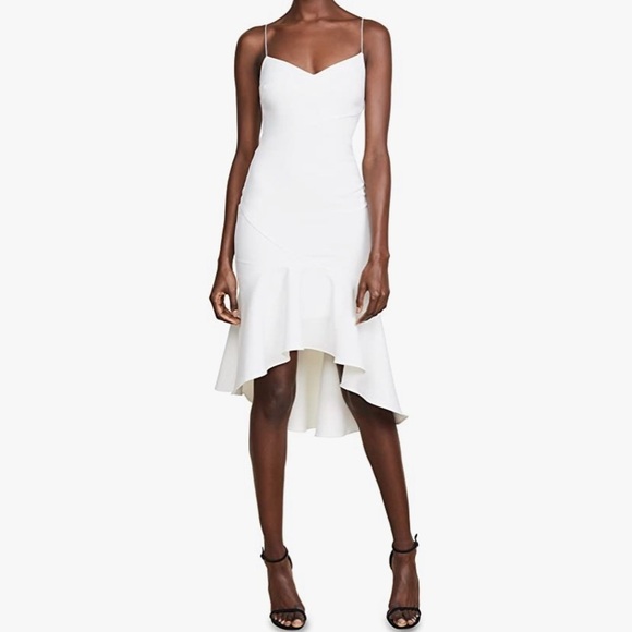 Likely ‘Ophelia’ White Flounced Hem Sheath NWT